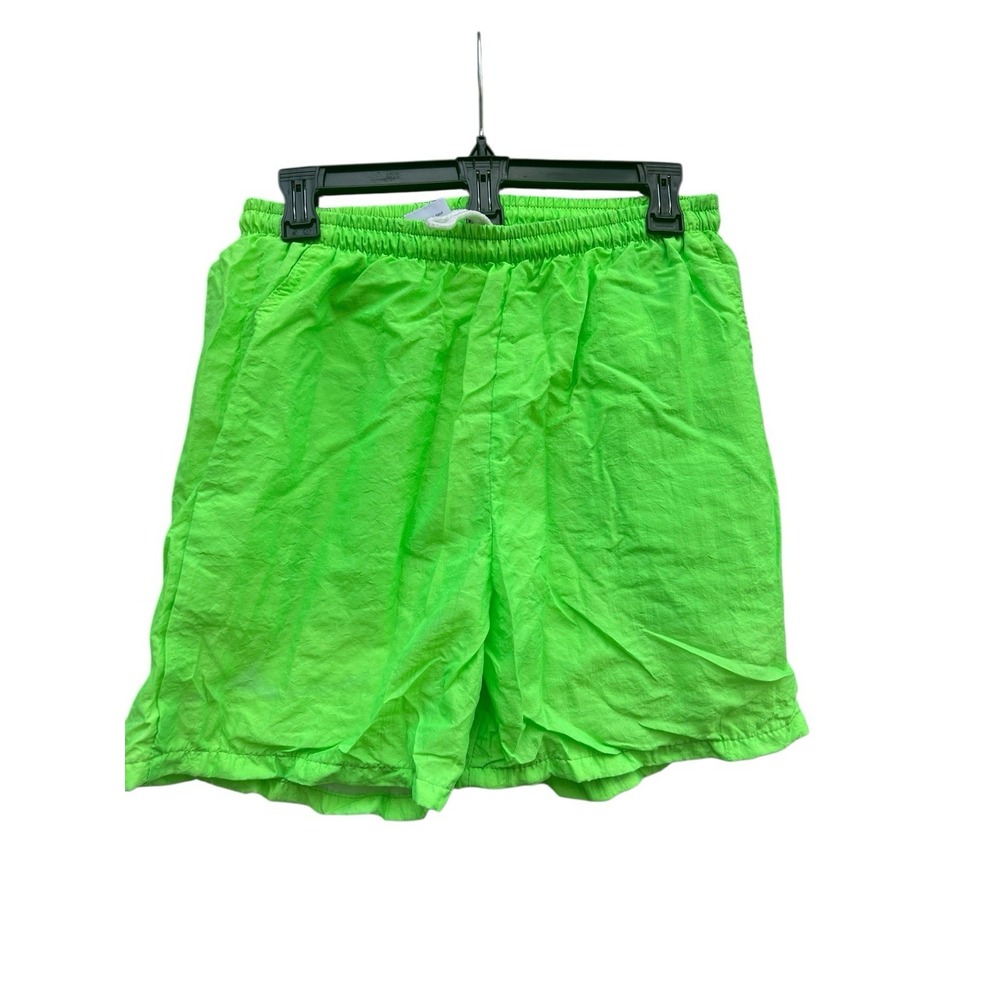 Vintage 80s Weekender USA Neon Green Nylon Swim Shorts Trunks Mens Large